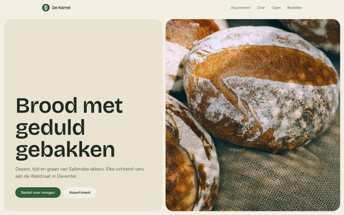 Voorbeeld van de template Ambacht